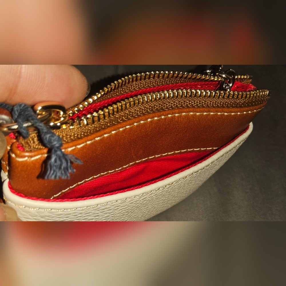 Dooney & Bourke White and Tan Clutch with Leather Trim. - Picture 4 of 5